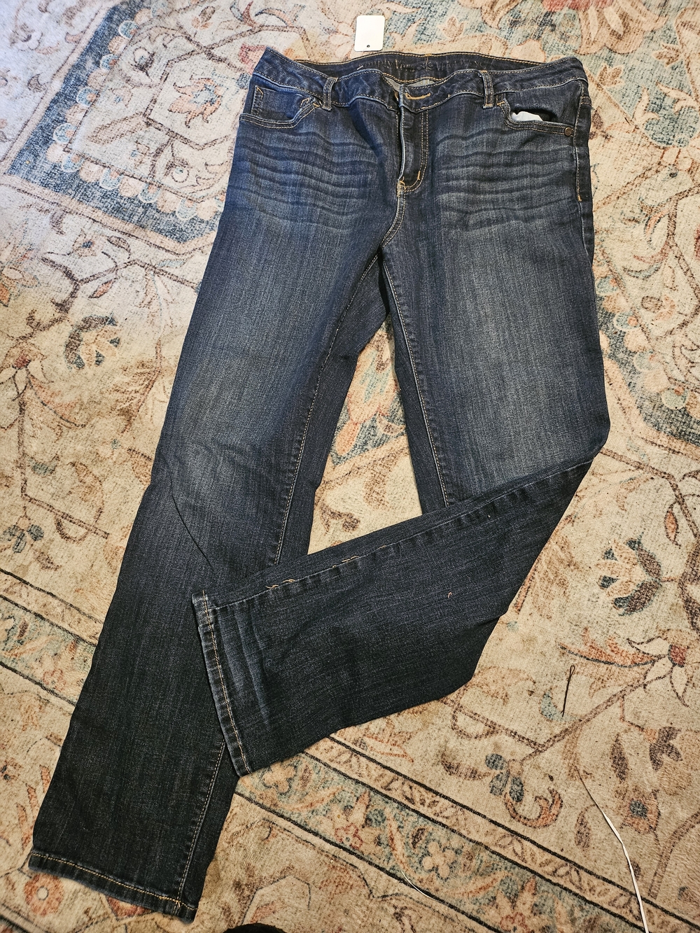 Simply Vera Vera Wang Indigo Denim Jeans with Gold Stitching